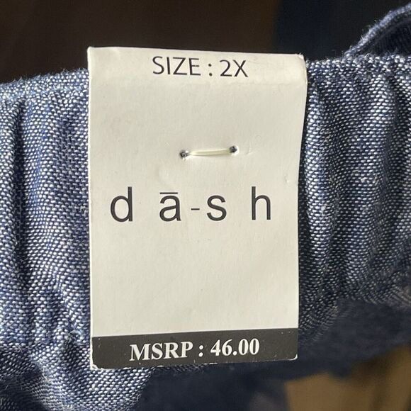 Dash Women's Size 2X Linen Rayon Tetron Button Front Skirt Denim Blue New - Picture 7 of 7